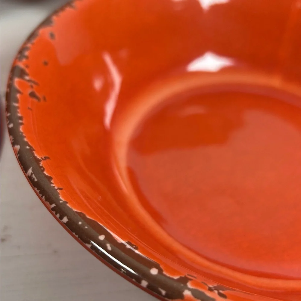 Gianna’s Home Bowls Melamine Rustic Orange Set Farmhouse Distressed Orange Bowls